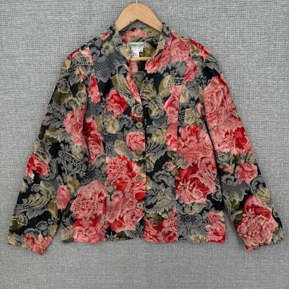 Coldwater Creek Jackets & Blazers - Vintage Coldwater Creek Tapestry Jacket Women XL Floral Woven Boho Cottage